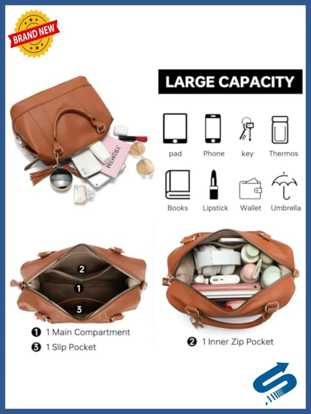 Vegan Leather Satchel Tote Purse with Crossbody Strap
